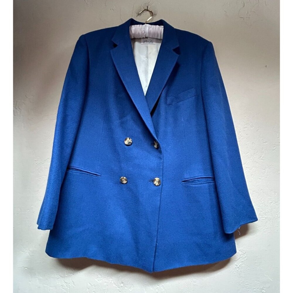Loro Piana Pietrafesa 100% Worsted Camelhair Double-Breasted Blazer Blue
